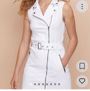 H&M White Denim Moto Dress